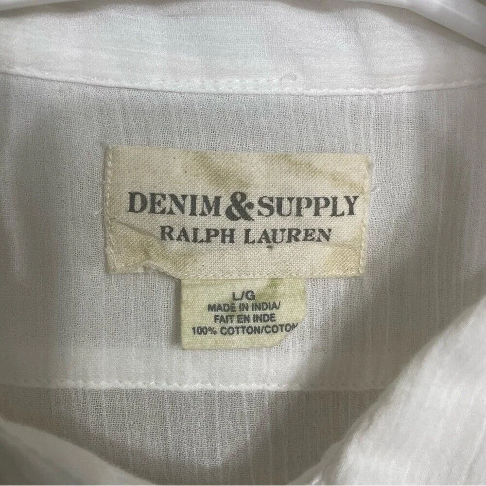 Ralph Lauren Denim &‎ Supply Tunic Mini Dress White Button Front size L NWT